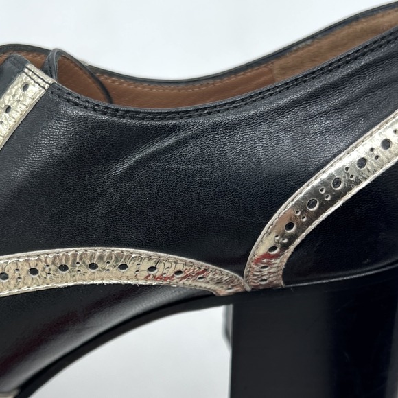 LAURENCE DACADE Victoria Heeled Lace Up Brogue Womens 38.5 Black Gold Leather - Picture 15 of 16